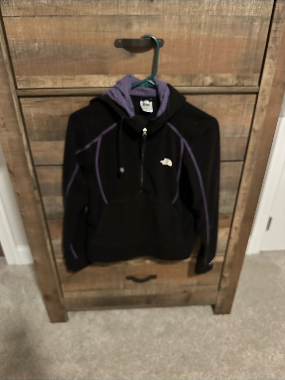 The North Face Black Hoodie with Purple Accents Women's Half-Zip